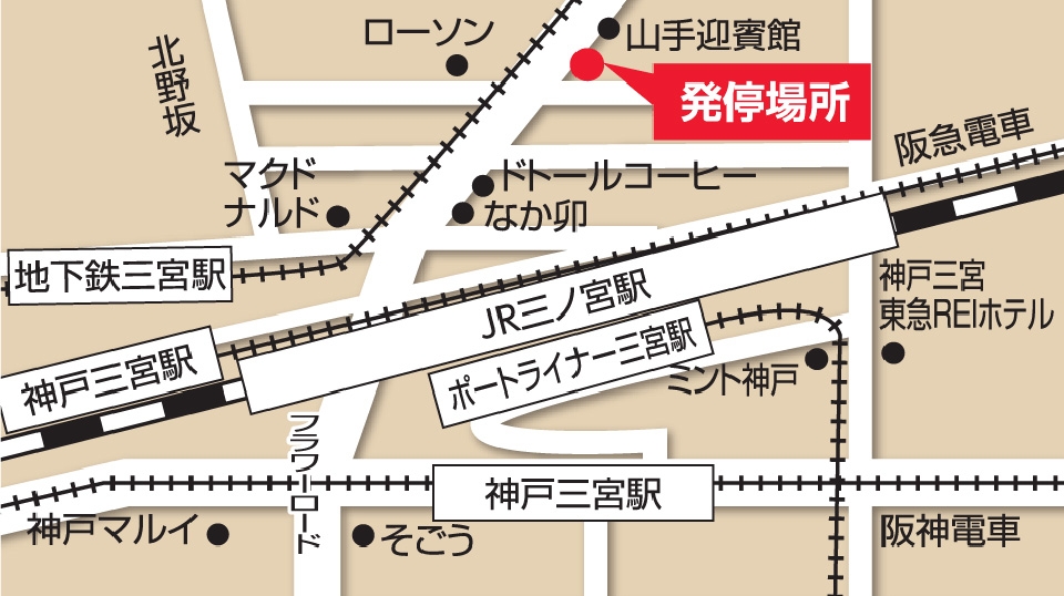 バス乗り場までの地図